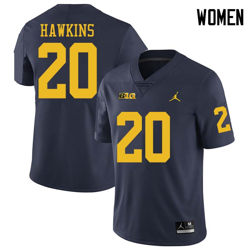 Jordan Brand Women #20 Brad Hawkins Michigan Wolverines College Football Jerseys Sale-Navy